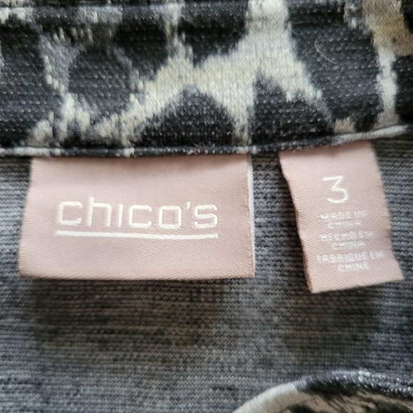 Chico's Animal Print Leopard Full Zip Bomber Jacket Coat - Picture 4 of 10